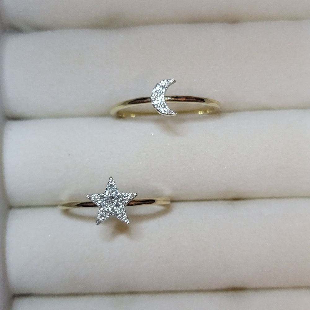 Zales 10k Yellow Gold Moon & Star diamond ring set